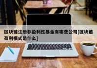 区块链注册非盈利性基金有哪些公司[区块链盈利模式是什么]